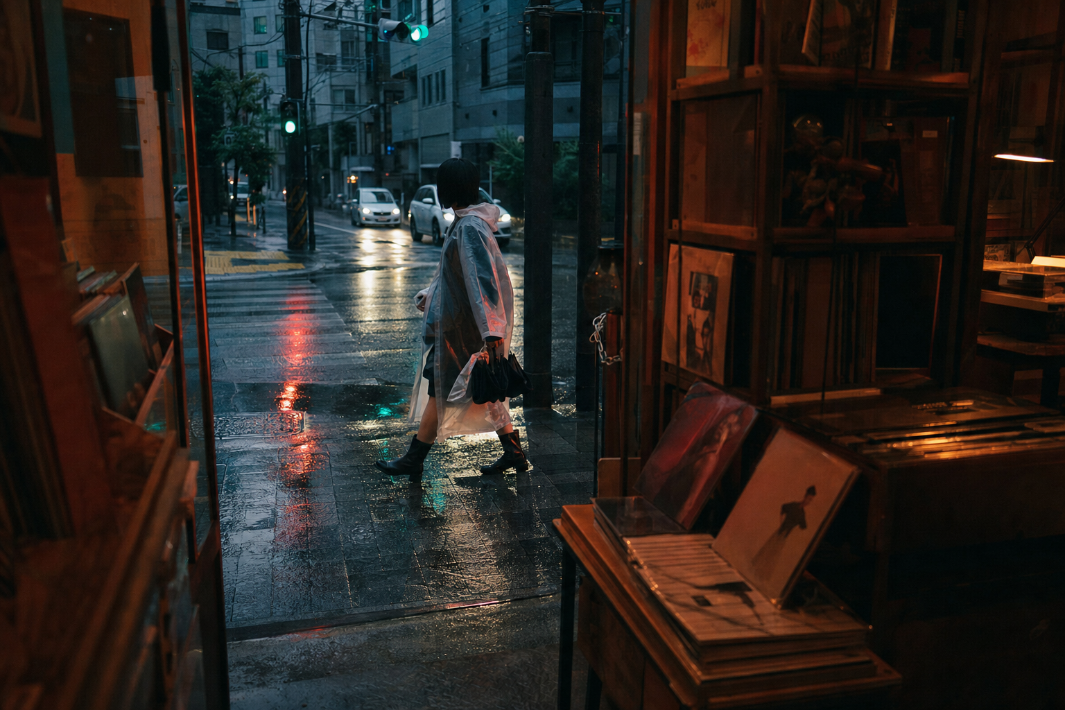 雨夜唱片店横版场景